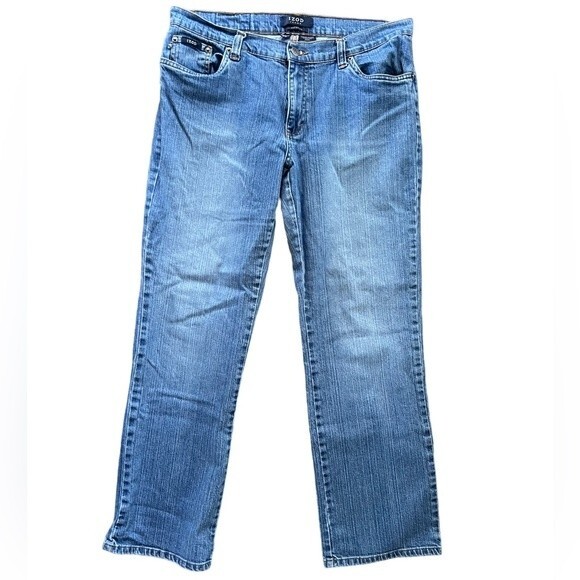 Izod Women's Straight Leg Stretch Denim Jeans size 12 - Picture 3 of 9
